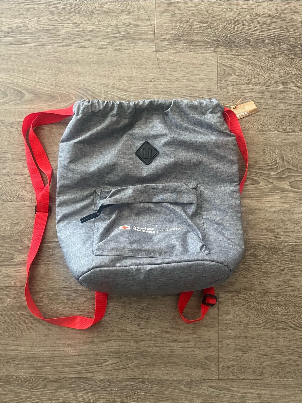 American Red Cross Gray Insulated Drink Cooler Backpack Red Straps NWT O+ Logo
